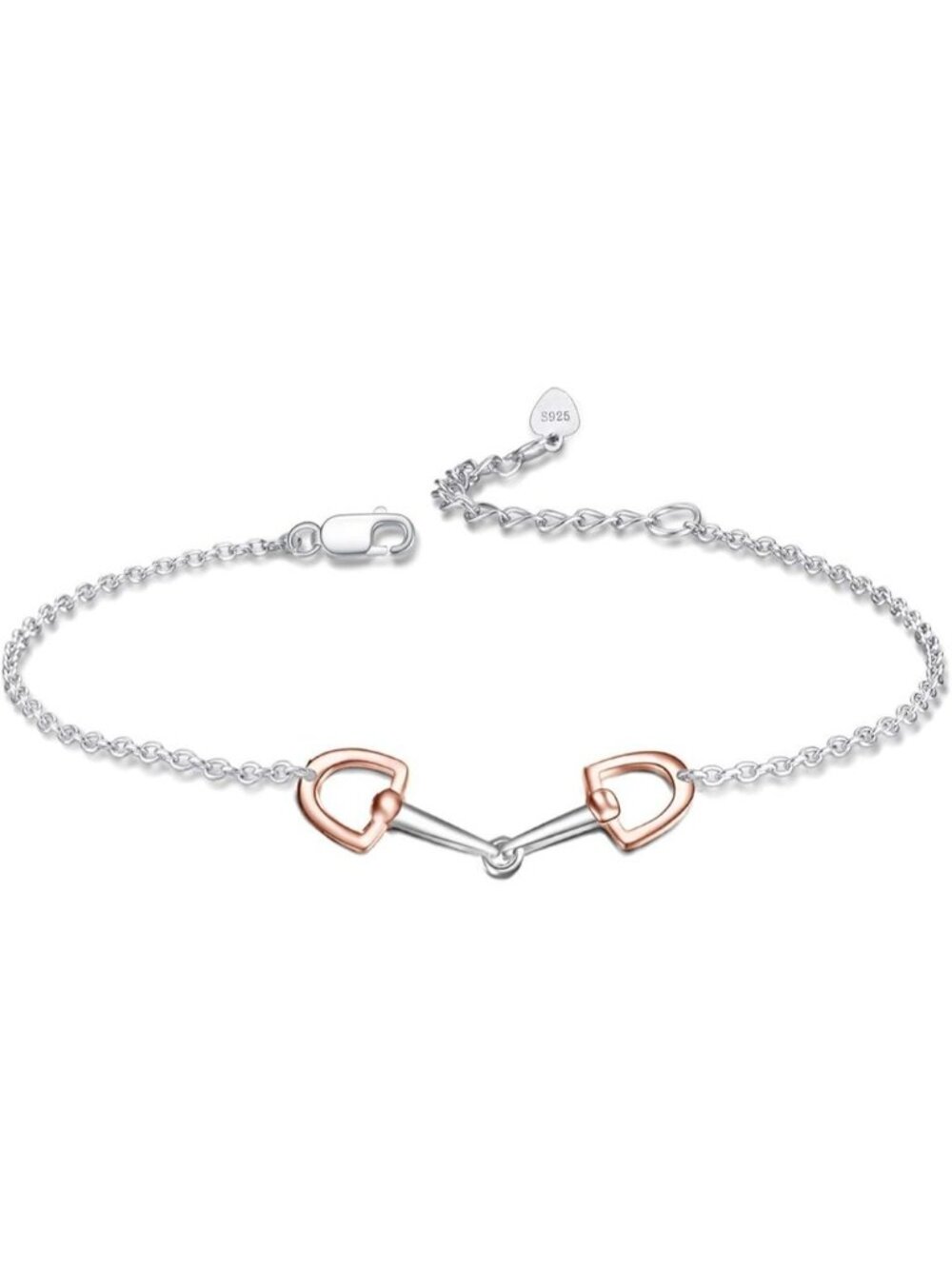 Stirrup Bracelet Rose 925 Sterling Silver Horse Adjustable Bracelet